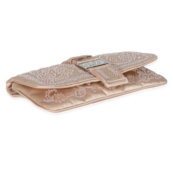 Christian Dior Vintage Pink Silk Beaded Flap Clutch - Picture 5 of 7